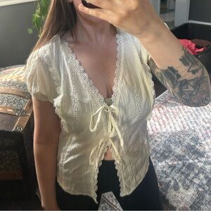 Urban Outfitters Cream Lace Blouse